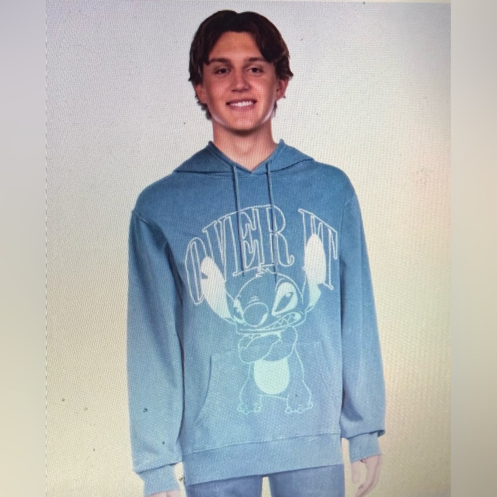 Disney Blue Stitch Hoodie Sweatshirt “Over It” XL